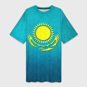 Платье-футболка 3D с принтом Флаг Казахстана в Петрозаводске,  |  | Тематика изображения на принте: казах | казахский | казахстан | национальный | нация | республика | рк | флаг | флаги