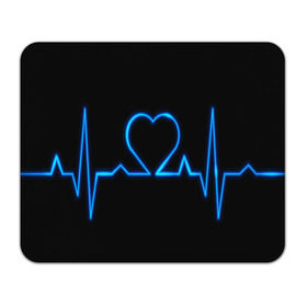 Коврик прямоугольный с принтом Ритм сердца в Петрозаводске, натуральный каучук | размер 230 х 185 мм; запечатка лицевой стороны | Тематика изображения на принте: ритм | сердце | синяя | черная | электро