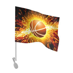 Флаг для автомобиля с принтом Баскетбольный мяч в Петрозаводске, 100% полиэстер | Размер: 30*21 см | взрыв | искры | огонь | пламя