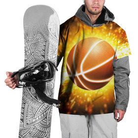 Накидка на куртку 3D с принтом Баскетбольный мяч в Петрозаводске, 100% полиэстер |  | Тематика изображения на принте: взрыв | искры | огонь | пламя