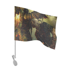Флаг для автомобиля с принтом Убийцы Королей в Петрозаводске, 100% полиэстер | Размер: 30*21 см | Тематика изображения на принте: gerald | wild hunt | witcher | ведьмак | геральд | дикая охота