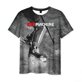 Мужская футболка 3D с принтом Red maсhine в Петрозаводске, 100% полиэфир | прямой крой, круглый вырез горловины, длина до линии бедер | red machine | красная машина | сборная россии | хоккей