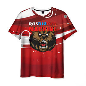 Мужская футболка 3D с принтом Rus big red maсhine в Петрозаводске, 100% полиэфир | прямой крой, круглый вырез горловины, длина до линии бедер | red maсhine | красная машина | сборная россии | хоккей