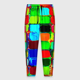 Мужские брюки 3D с принтом Кубики в Петрозаводске, 100% полиэстер | манжеты по низу, эластичный пояс регулируется шнурком, по бокам два кармана без застежек, внутренняя часть кармана из мелкой сетки | квадрат | краска | кубики | текстуры