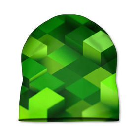 Шапка 3D с принтом Minecraft в Петрозаводске, 100% полиэстер | универсальный размер, печать по всей поверхности изделия | green | зеленый