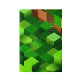 Обложка для паспорта матовая кожа с принтом Minecraft в Петрозаводске, натуральная матовая кожа | размер 19,3 х 13,7 см; прозрачные пластиковые крепления | green | зеленый