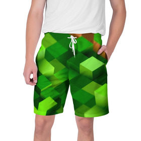 Мужские шорты 3D с принтом Minecraft в Петрозаводске,  полиэстер 100% | прямой крой, два кармана без застежек по бокам. Мягкая трикотажная резинка на поясе, внутри которой широкие завязки. Длина чуть выше колен | green | зеленый