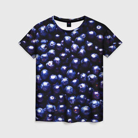 Женская футболка 3D с принтом Смородина в Петрозаводске, 100% полиэфир ( синтетическое хлопкоподобное полотно) | прямой крой, круглый вырез горловины, длина до линии бедер | фиолетовый | ягода
