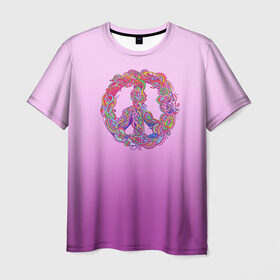Мужская футболка 3D с принтом Хиппи 1 в Петрозаводске, 100% полиэфир | прямой крой, круглый вырез горловины, длина до линии бедер | hippie | peace | пацифик | хиппи