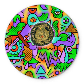 Коврик круглый с принтом Хиппи 3 в Петрозаводске, резина и полиэстер | круглая форма, изображение наносится на всю лицевую часть | hippie | peace | пацифик | хиппи