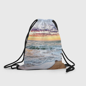 Рюкзак-мешок 3D с принтом Sunset в Петрозаводске, 100% полиэстер | плотность ткани — 200 г/м2, размер — 35 х 45 см; лямки — толстые шнурки, застежка на шнуровке, без карманов и подкладки | закат | море | океан | пляж | рассвет | солнце