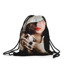 Рюкзак-мешок 3D с принтом Женщина вамп в Петрозаводске, 100% полиэстер | плотность ткани — 200 г/м2, размер — 35 х 45 см; лямки — толстые шнурки, застежка на шнуровке, без карманов и подкладки | girl | hot | swag | вамп | девочки | девушки | сваг | свег