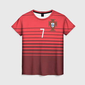 Женская футболка 3D с принтом Роналду сборная Португалии в Петрозаводске, 100% полиэфир ( синтетическое хлопкоподобное полотно) | прямой крой, круглый вырез горловины, длина до линии бедер | cr7 | euro | real | ronaldo | евро | португалия | реал | роналдо