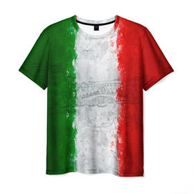 Мужская футболка 3D с принтом Италия в Петрозаводске, 100% полиэфир | прямой крой, круглый вырез горловины, длина до линии бедер | Тематика изображения на принте: country | italy | государство | италия | страна | флаг | флаги