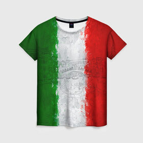 Женская футболка 3D с принтом Италия в Петрозаводске, 100% полиэфир ( синтетическое хлопкоподобное полотно) | прямой крой, круглый вырез горловины, длина до линии бедер | country | italy | государство | италия | страна | флаг | флаги
