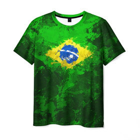 Мужская футболка 3D с принтом Бразилия в Петрозаводске, 100% полиэфир | прямой крой, круглый вырез горловины, длина до линии бедер | brazil | country | бразилия | государство | страна | флаг | флаги