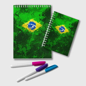 Блокнот с принтом Бразилия в Петрозаводске, 100% бумага | 48 листов, плотность листов — 60 г/м2, плотность картонной обложки — 250 г/м2. Листы скреплены удобной пружинной спиралью. Цвет линий — светло-серый
 | brazil | country | бразилия | государство | страна | флаг | флаги
