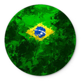 Коврик круглый с принтом Бразилия в Петрозаводске, резина и полиэстер | круглая форма, изображение наносится на всю лицевую часть | brazil | country | бразилия | государство | страна | флаг | флаги