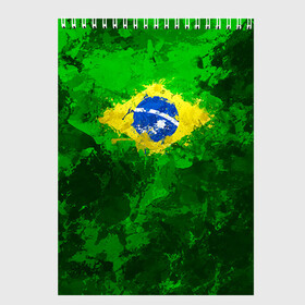 Скетчбук с принтом Бразилия в Петрозаводске, 100% бумага
 | 48 листов, плотность листов — 100 г/м2, плотность картонной обложки — 250 г/м2. Листы скреплены сверху удобной пружинной спиралью | brazil | country | бразилия | государство | страна | флаг | флаги
