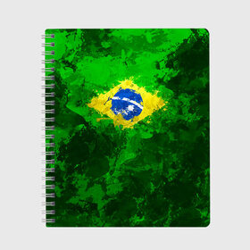 Тетрадь с принтом Бразилия в Петрозаводске, 100% бумага | 48 листов, плотность листов — 60 г/м2, плотность картонной обложки — 250 г/м2. Листы скреплены сбоку удобной пружинной спиралью. Уголки страниц и обложки скругленные. Цвет линий — светло-серый
 | brazil | country | бразилия | государство | страна | флаг | флаги
