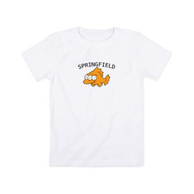 Детская футболка хлопок с принтом Спрингфилд | Springfield в Петрозаводске, 100% хлопок | круглый вырез горловины, полуприлегающий силуэт, длина до линии бедер | Тематика изображения на принте: springfield | the simpsons | симпсоны | спрингфилд