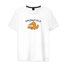 Мужская футболка хлопок с принтом Спрингфилд | Springfield в Петрозаводске, 100% хлопок | прямой крой, круглый вырез горловины, длина до линии бедер, слегка спущенное плечо. | springfield | the simpsons | симпсоны | спрингфилд