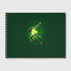 Альбом для рисования с принтом Usain Bolt в Петрозаводске, 100% бумага
 | матовая бумага, плотность 200 мг. | Тематика изображения на принте: атлетика | без | болт | легкая | спорт | усейн