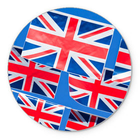 Коврик круглый с принтом Британские флаги в Петрозаводске, резина и полиэстер | круглая форма, изображение наносится на всю лицевую часть | англия | британия | великобритания