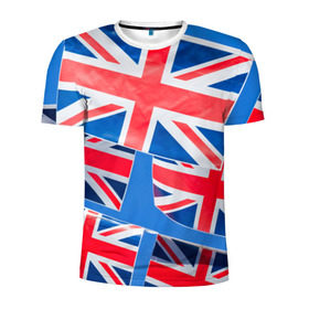 Мужская футболка 3D спортивная с принтом Британские флаги в Петрозаводске, 100% полиэстер с улучшенными характеристиками | приталенный силуэт, круглая горловина, широкие плечи, сужается к линии бедра | Тематика изображения на принте: англия | британия | великобритания