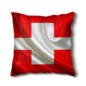 Подушка 3D с принтом Швейцария в Петрозаводске, наволочка – 100% полиэстер, наполнитель – холлофайбер (легкий наполнитель, не вызывает аллергию). | состоит из подушки и наволочки. Наволочка на молнии, легко снимается для стирки | альпы | гордость | флаг