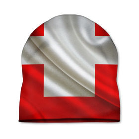Шапка 3D с принтом Швейцария в Петрозаводске, 100% полиэстер | универсальный размер, печать по всей поверхности изделия | альпы | гордость | флаг