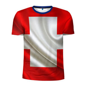 Мужская футболка 3D спортивная с принтом Швейцария в Петрозаводске, 100% полиэстер с улучшенными характеристиками | приталенный силуэт, круглая горловина, широкие плечи, сужается к линии бедра | альпы | гордость | флаг