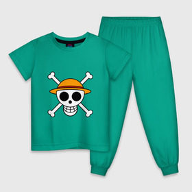 Детская пижама хлопок с принтом Весёлый Роджер Мугивар в Петрозаводске, 100% хлопок |  брюки и футболка прямого кроя, без карманов, на брюках мягкая резинка на поясе и по низу штанин
 | аниме | большой куш | ван пис | кости | луффи | мугивара | пираты | соломенная | череп | шляпа