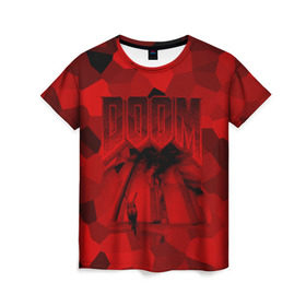 Женская футболка 3D с принтом Doom classic 3 в Петрозаводске, 100% полиэфир ( синтетическое хлопкоподобное полотно) | прямой крой, круглый вырез горловины, длина до линии бедер | 