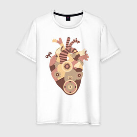Мужская футболка хлопок с принтом Сердце Стим Панк в Петрозаводске, 100% хлопок | прямой крой, круглый вырез горловины, длина до линии бедер, слегка спущенное плечо. | 