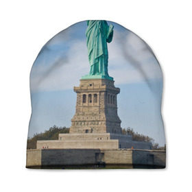 Шапка 3D с принтом Статуя свободы в Петрозаводске, 100% полиэстер | универсальный размер, печать по всей поверхности изделия | америка | сша
