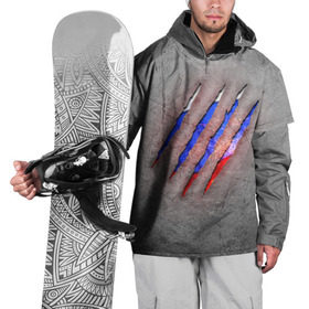 Накидка на куртку 3D с принтом Русский изнутри в Петрозаводске, 100% полиэстер |  | patriot | russia | искры | металл | патриот | россия | русский | сталь | триколор | флаг | царапина
