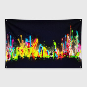 Флаг-баннер с принтом Взрыв красок в Петрозаводске, 100% полиэстер | размер 67 х 109 см, плотность ткани — 95 г/м2; по краям флага есть четыре люверса для крепления | абстракция | абстракция красок | брызги | краска | цветные