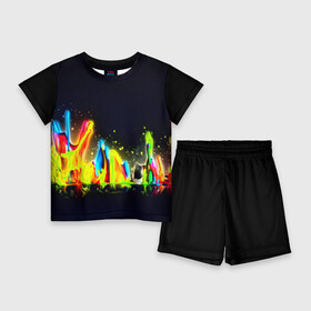 Детский костюм с шортами 3D с принтом Взрыв красок в Петрозаводске,  |  | Тематика изображения на принте: абстракция | абстракция красок | брызги | краска | цветные