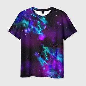 Мужская футболка 3D с принтом Звездное небо в Петрозаводске, 100% полиэфир | прямой крой, круглый вырез горловины, длина до линии бедер | вселенная | галактика | звезды | планеты | туманность