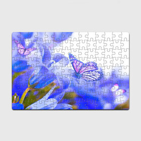 Пазл магнитный 126 элементов с принтом Бабочки в Петрозаводске, полимерный материал с магнитным слоем | 126 деталей, размер изделия —  180*270 мм | бабочки | красота | природа | синяя | цветы