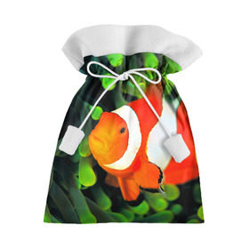 Подарочный 3D мешок с принтом Рыба клоун в Петрозаводске, 100% полиэстер | Размер: 29*39 см | клоун | коралл | немо | океан | цветная