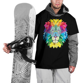 Накидка на куртку 3D с принтом Lion color в Петрозаводске, 100% полиэстер |  | lion | голова животного | кот | кошка | лев | цвет