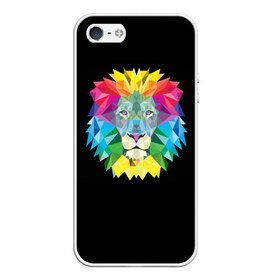 Чехол для Apple iPhone 5/5S силиконовый с принтом Lion color в Петрозаводске, Силикон | Область печати: задняя сторона чехла, без боковых панелей | lion | голова животного | кот | кошка | лев | цвет