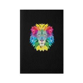 Обложка для паспорта матовая кожа с принтом Lion color в Петрозаводске, натуральная матовая кожа | размер 19,3 х 13,7 см; прозрачные пластиковые крепления | lion | голова животного | кот | кошка | лев | цвет
