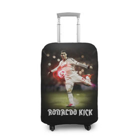 Чехол для чемодана 3D с принтом Удар Роналдо в Петрозаводске, 86% полиэфир, 14% спандекс | двустороннее нанесение принта, прорези для ручек и колес | real | ronaldo | реал мадрид | роналдо | футбол