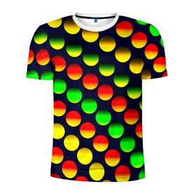 Мужская футболка 3D спортивная с принтом Горошек в Петрозаводске, 100% полиэстер с улучшенными характеристиками | приталенный силуэт, круглая горловина, широкие плечи, сужается к линии бедра | круги | паттерн | точки | цветной | яркий