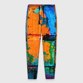 Мужские брюки 3D с принтом Краска в Петрозаводске, 100% полиэстер | манжеты по низу, эластичный пояс регулируется шнурком, по бокам два кармана без застежек, внутренняя часть кармана из мелкой сетки | кирпич | мазня | стена | цветной | яркий