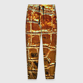 Мужские брюки 3D с принтом Золотая кожа в Петрозаводске, 100% полиэстер | манжеты по низу, эластичный пояс регулируется шнурком, по бокам два кармана без застежек, внутренняя часть кармана из мелкой сетки | металлик | текстура