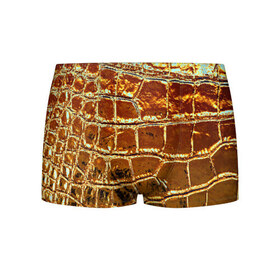 Мужские трусы 3D с принтом Золотая кожа в Петрозаводске, 50% хлопок, 50% полиэстер | классическая посадка, на поясе мягкая тканевая резинка | металлик | текстура